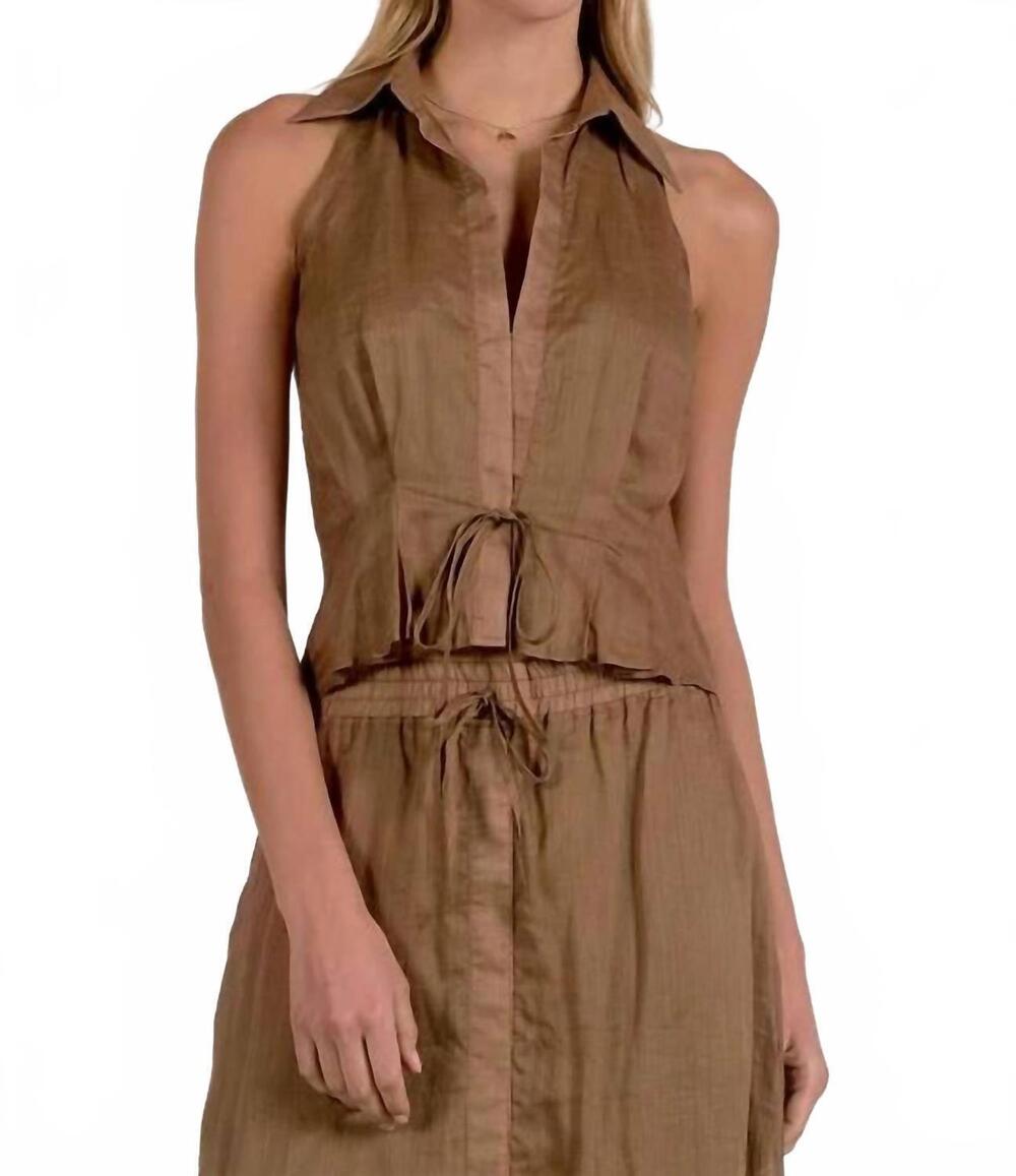 NEW ELAN carmella halter top in brown